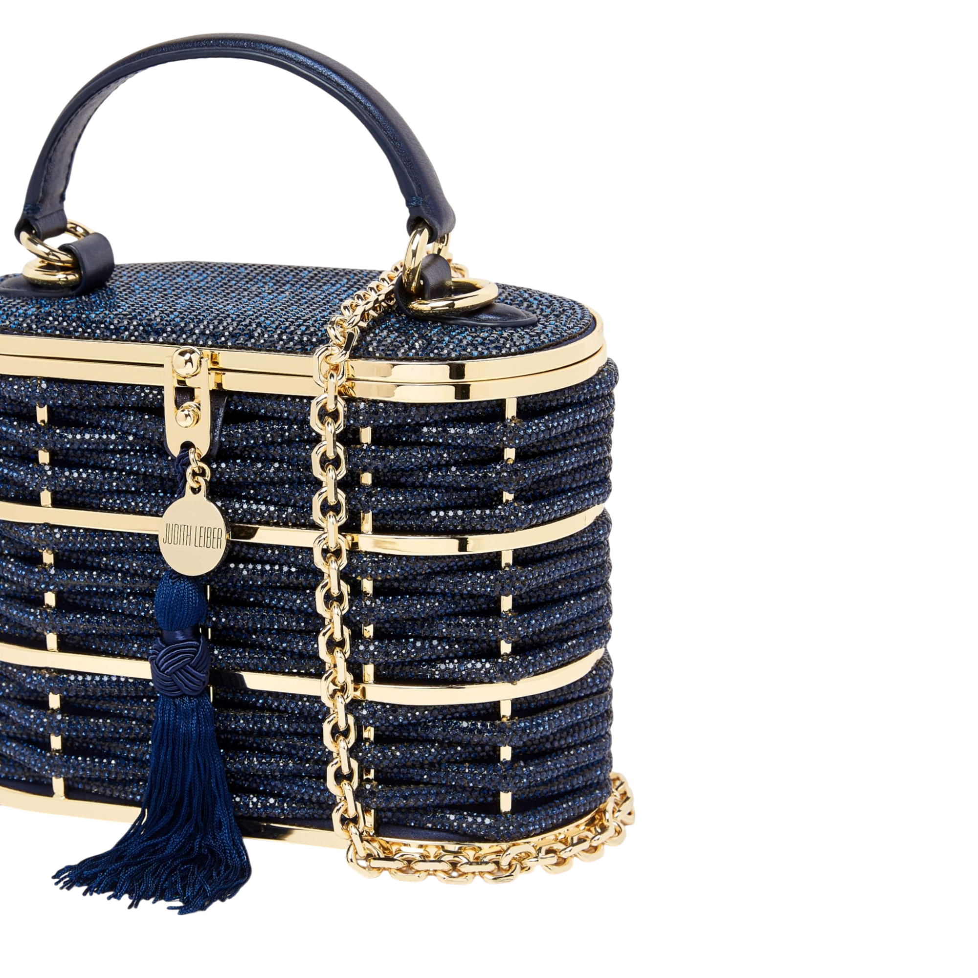Willow Crystal Woven Top Handle Navy