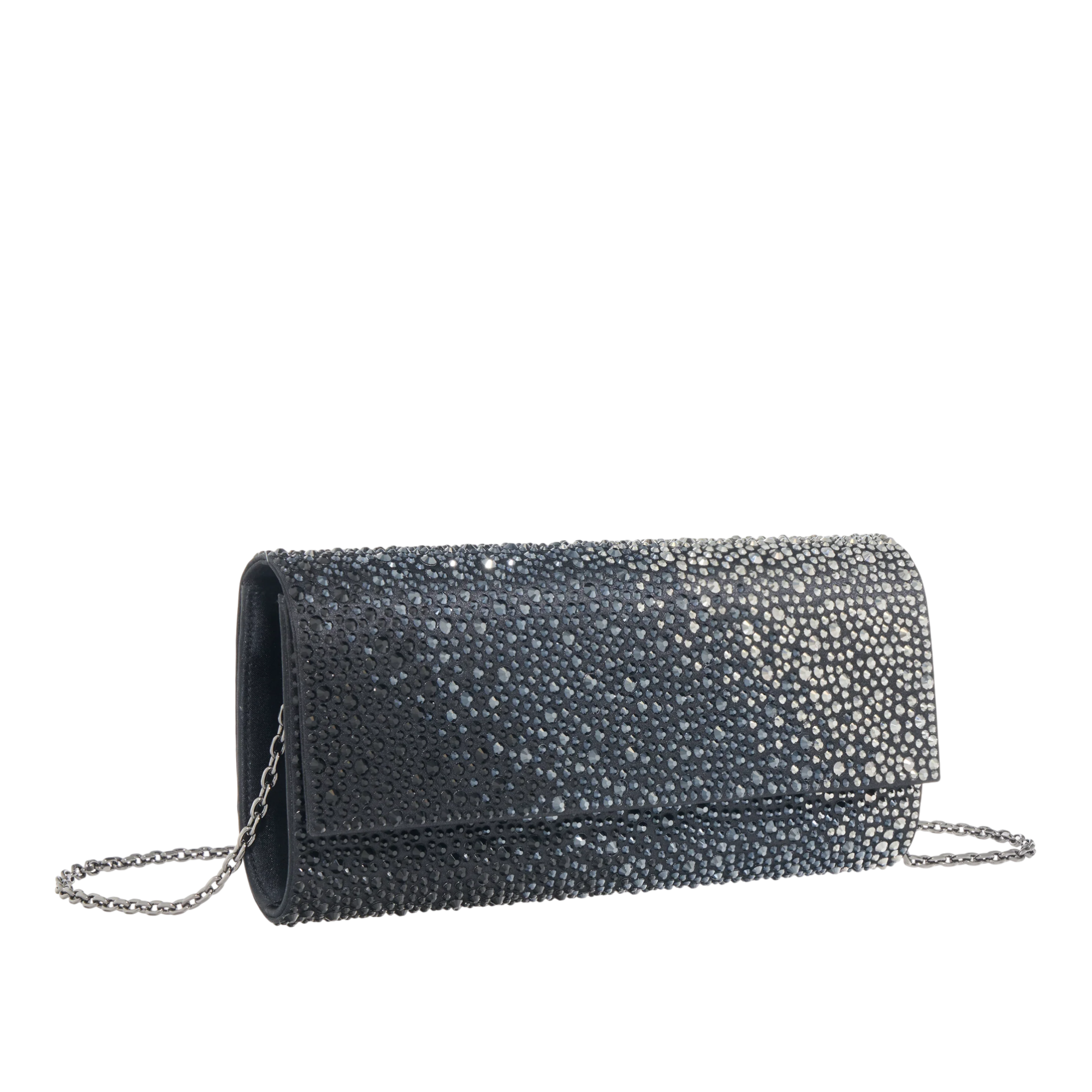 Perry Crystal Caviar Obsidian Clutch