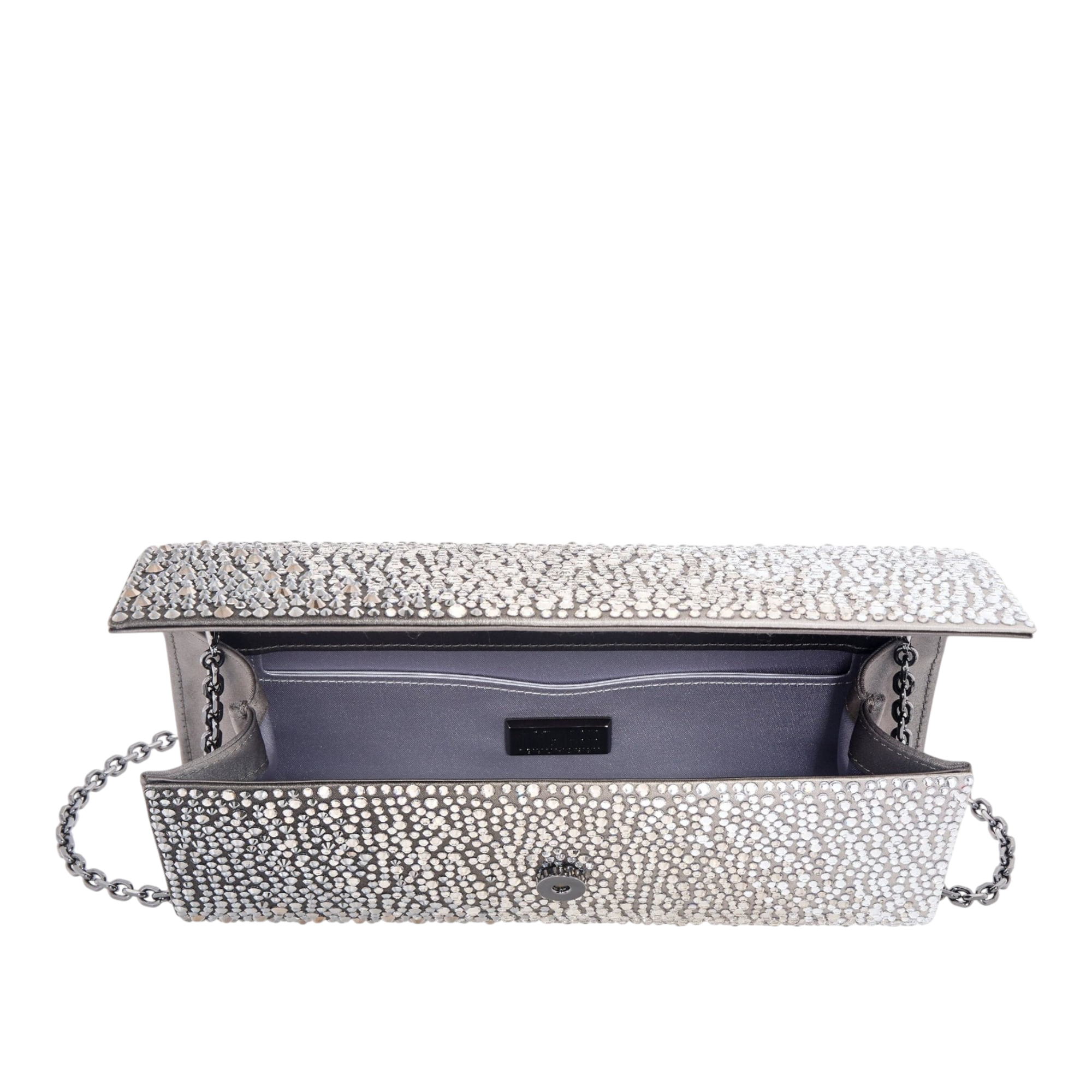 Perry Crystal Caviar Platinum Clutch