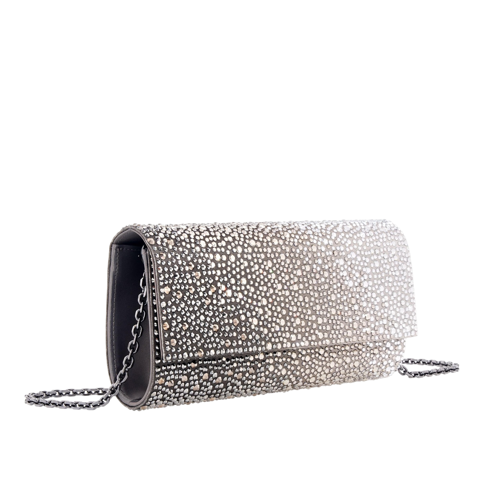 Perry Crystal Caviar Platinum Clutch