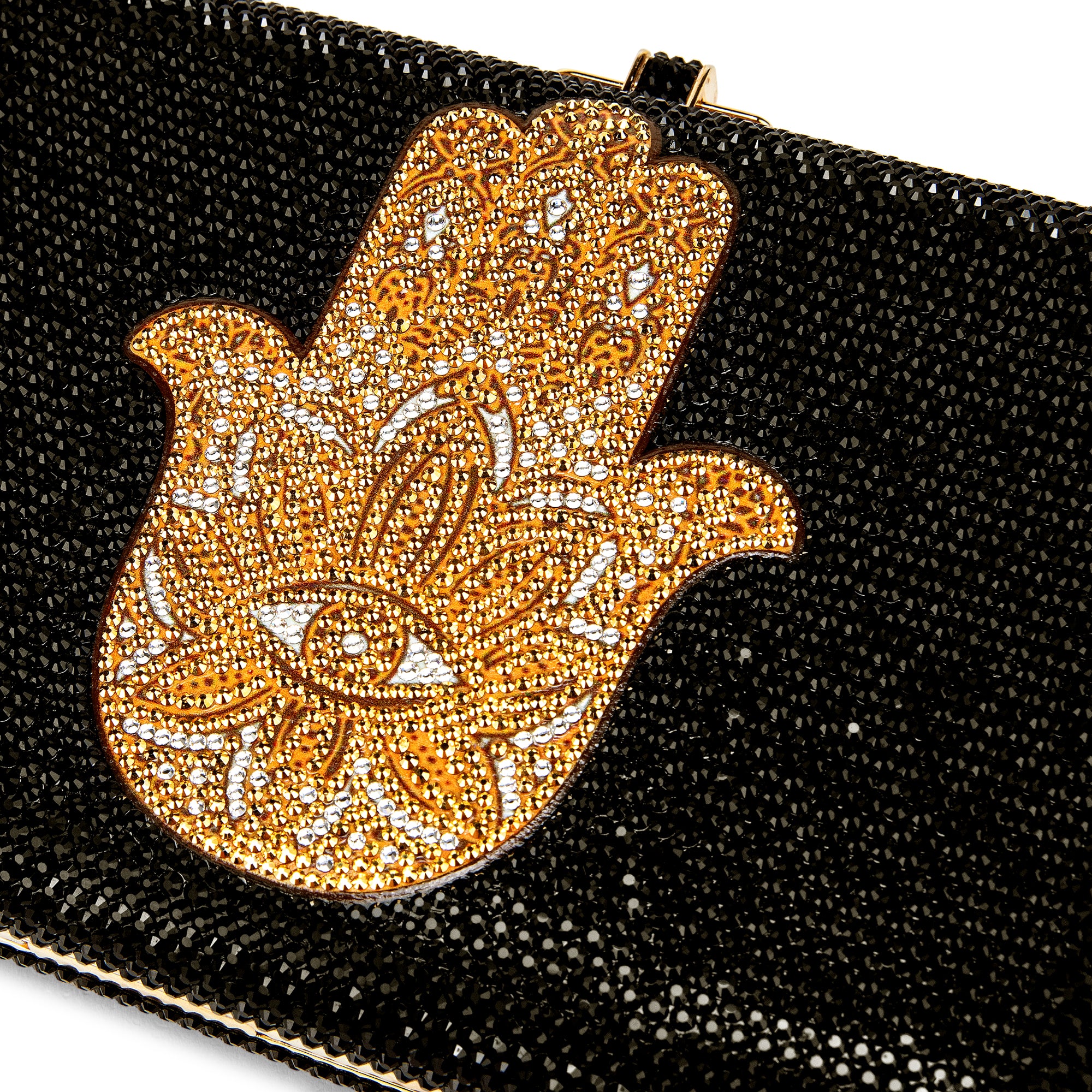 Hamsa Crystal Minaudiere Clutch