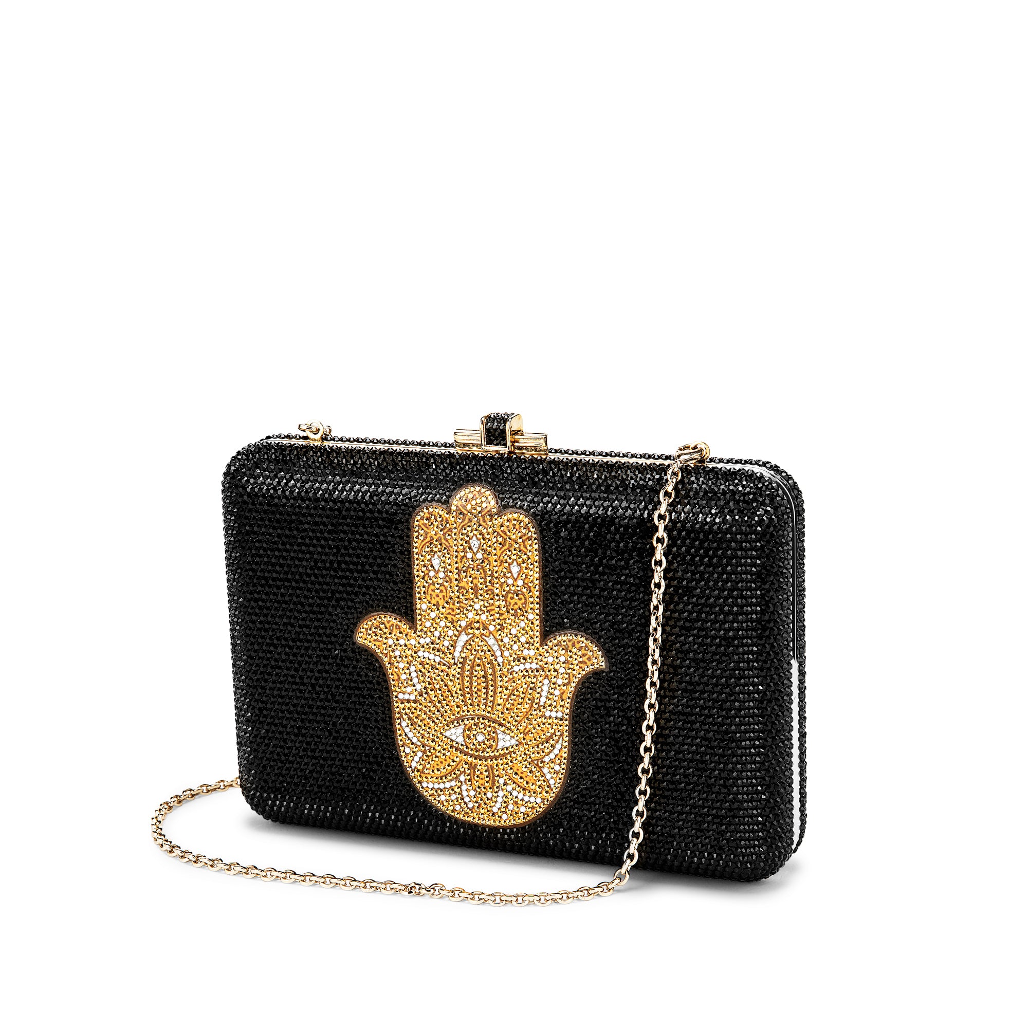 Hamsa Crystal Minaudiere Clutch