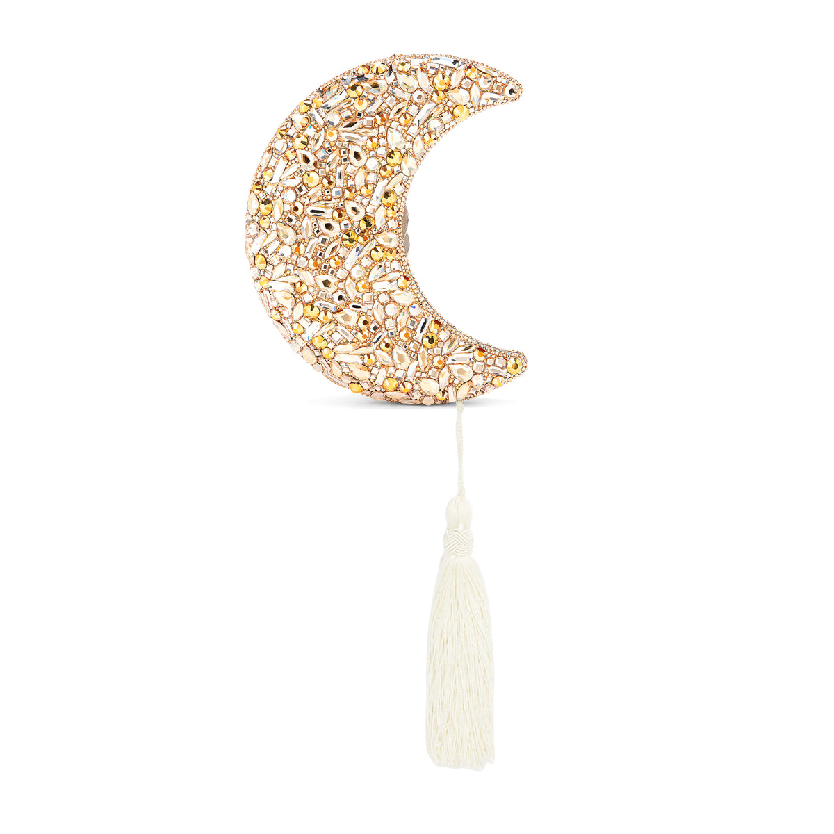 Crystal Crescent Moon Minaudiere Clutch
