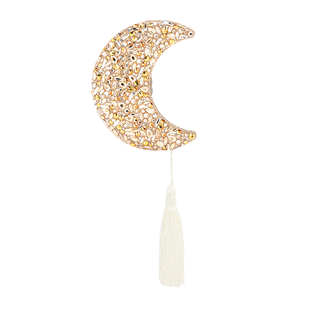 Crystal Crescent Moon Minaudière Clutch