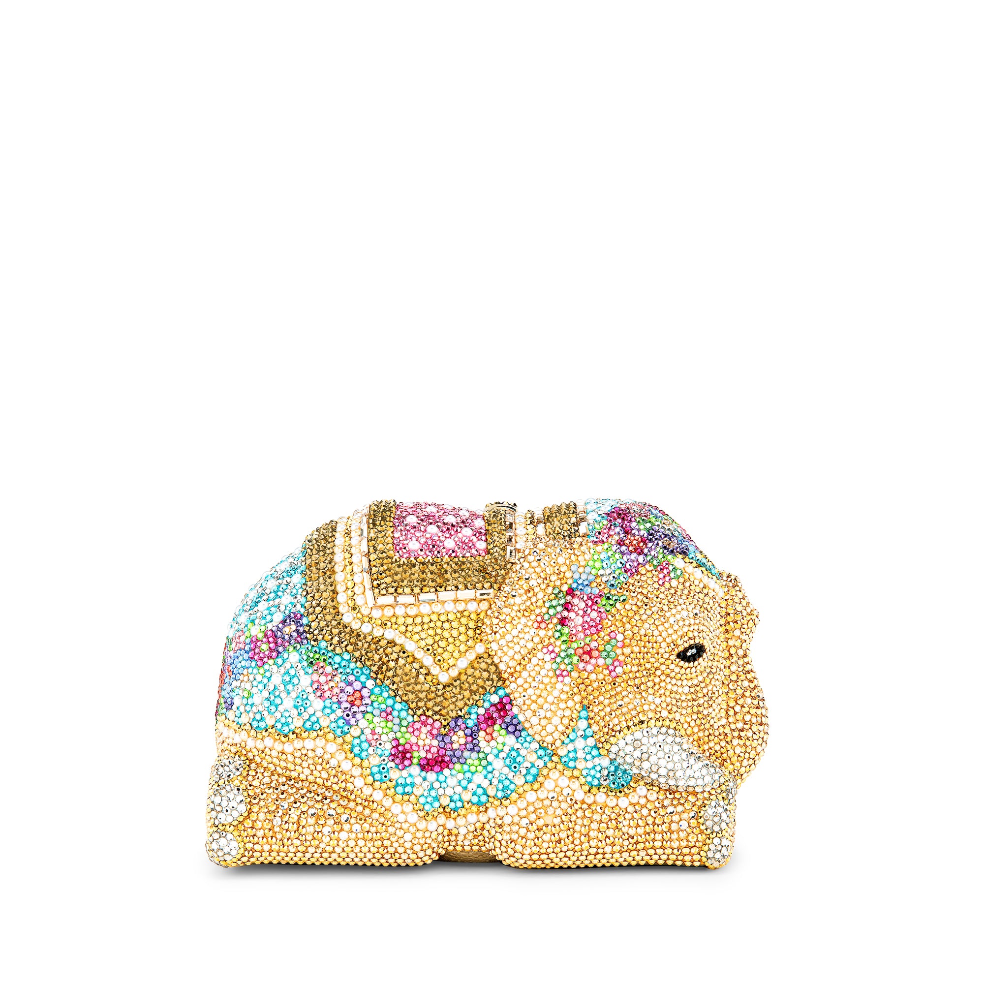 Golden Elephant Crystal Minaudiere Clutch