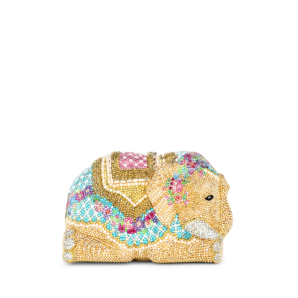 Golden Elephant Crystal Minaudiere Clutch