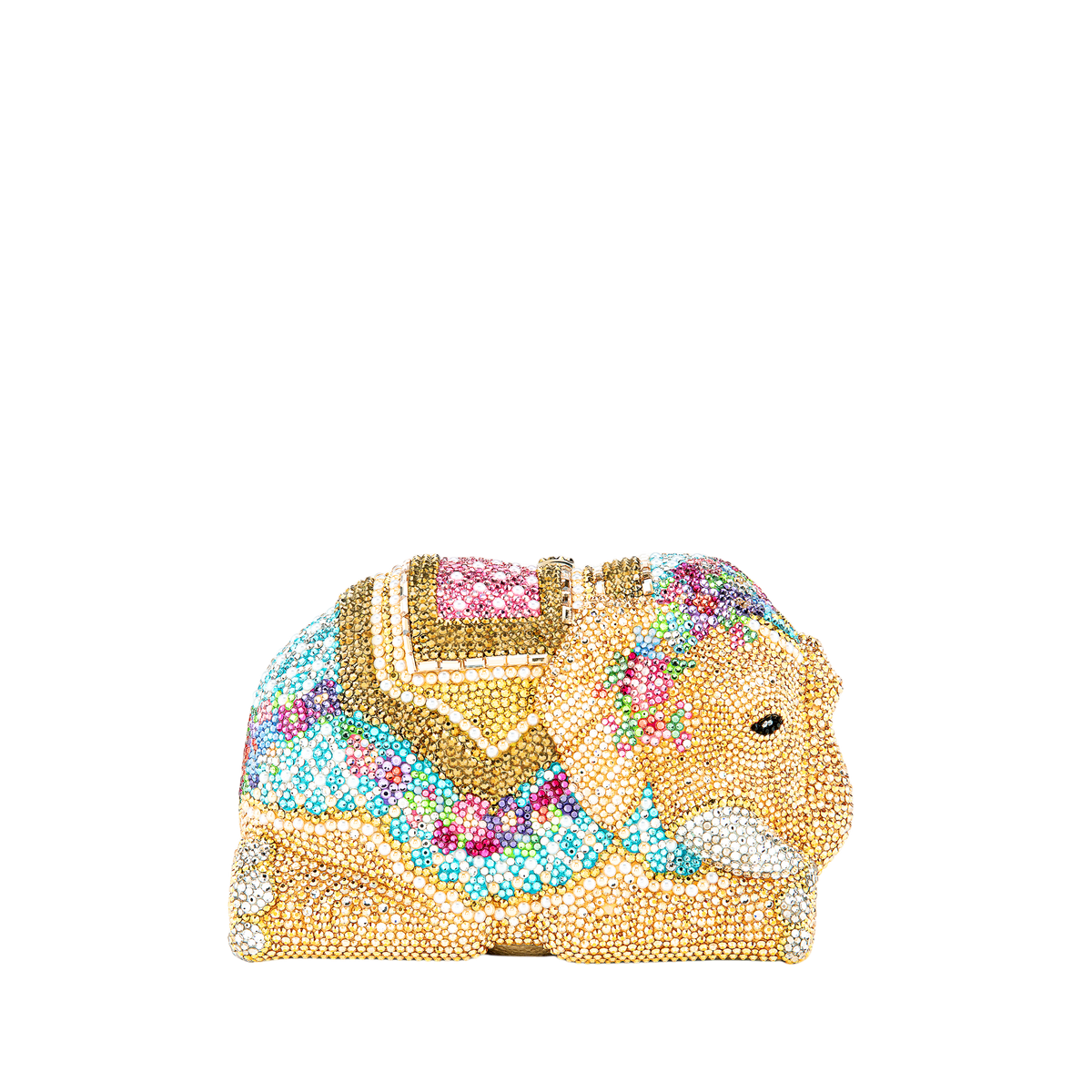 Golden Elephant Crystal Minaudière Clutch