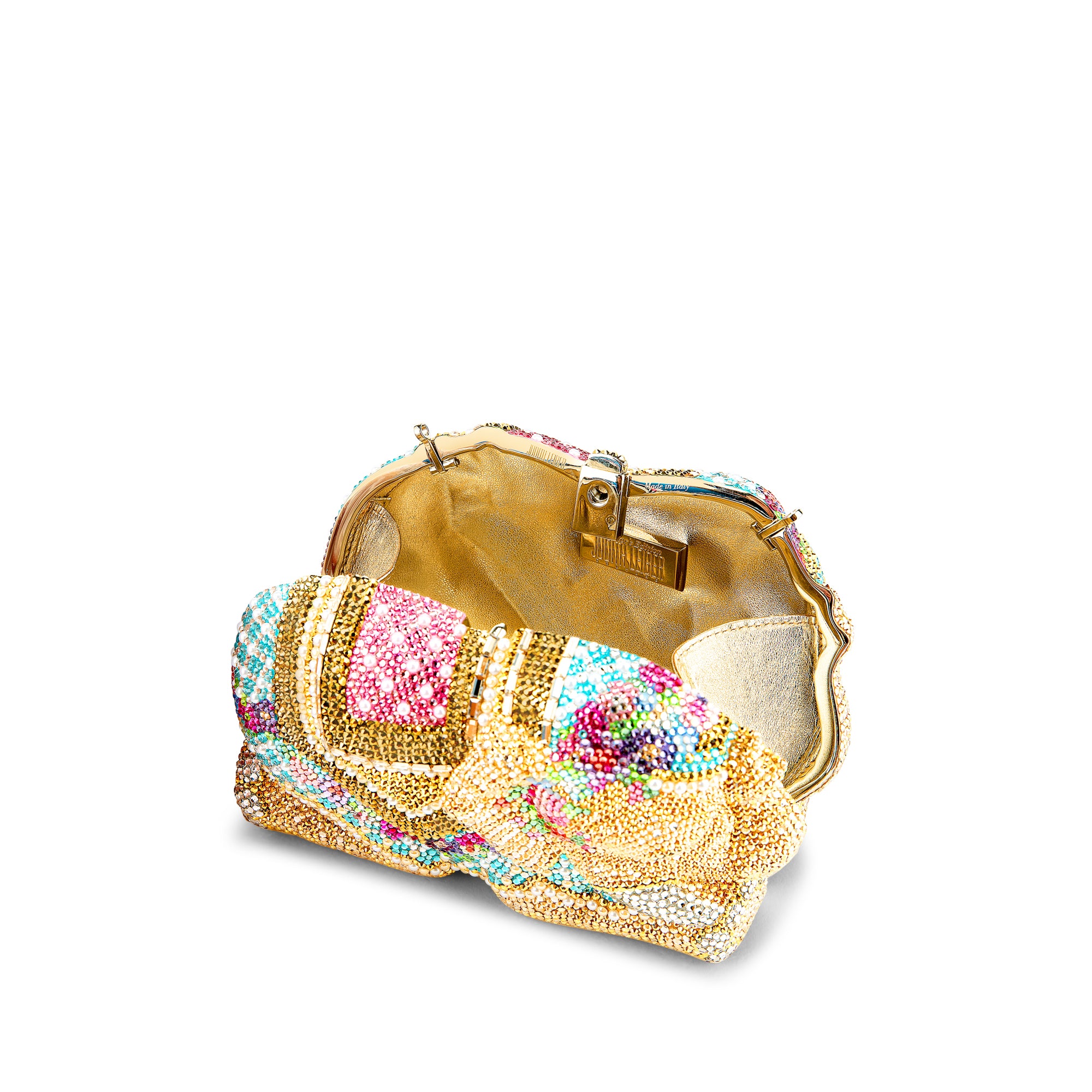 Golden Elephant Crystal Minaudiere Clutch