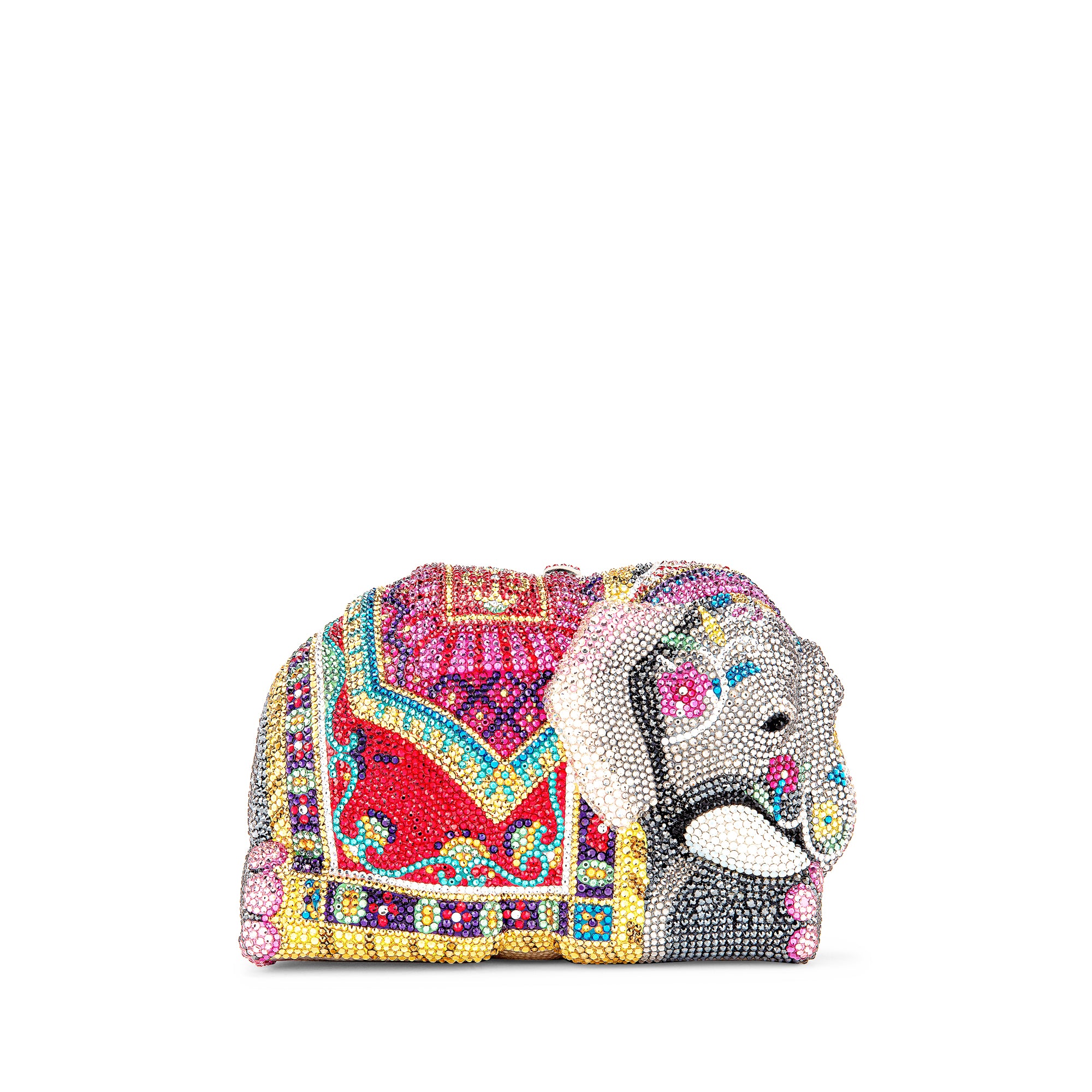 Multi-Color Elephant Crystal Minaudiere Clutch