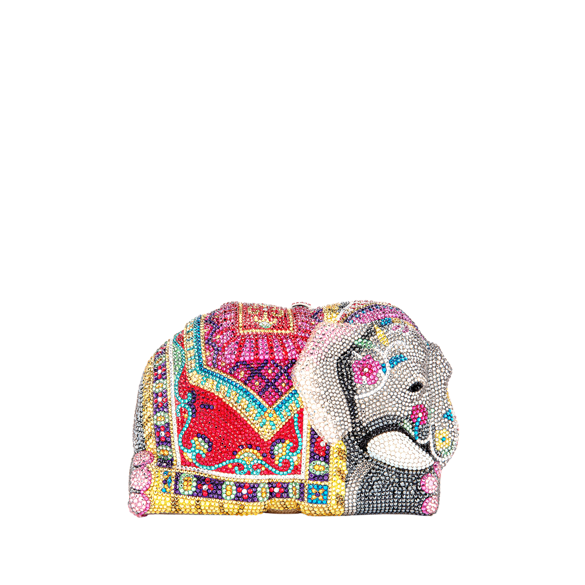 Multi-Color Elephant Crystal Minaudière Clutch