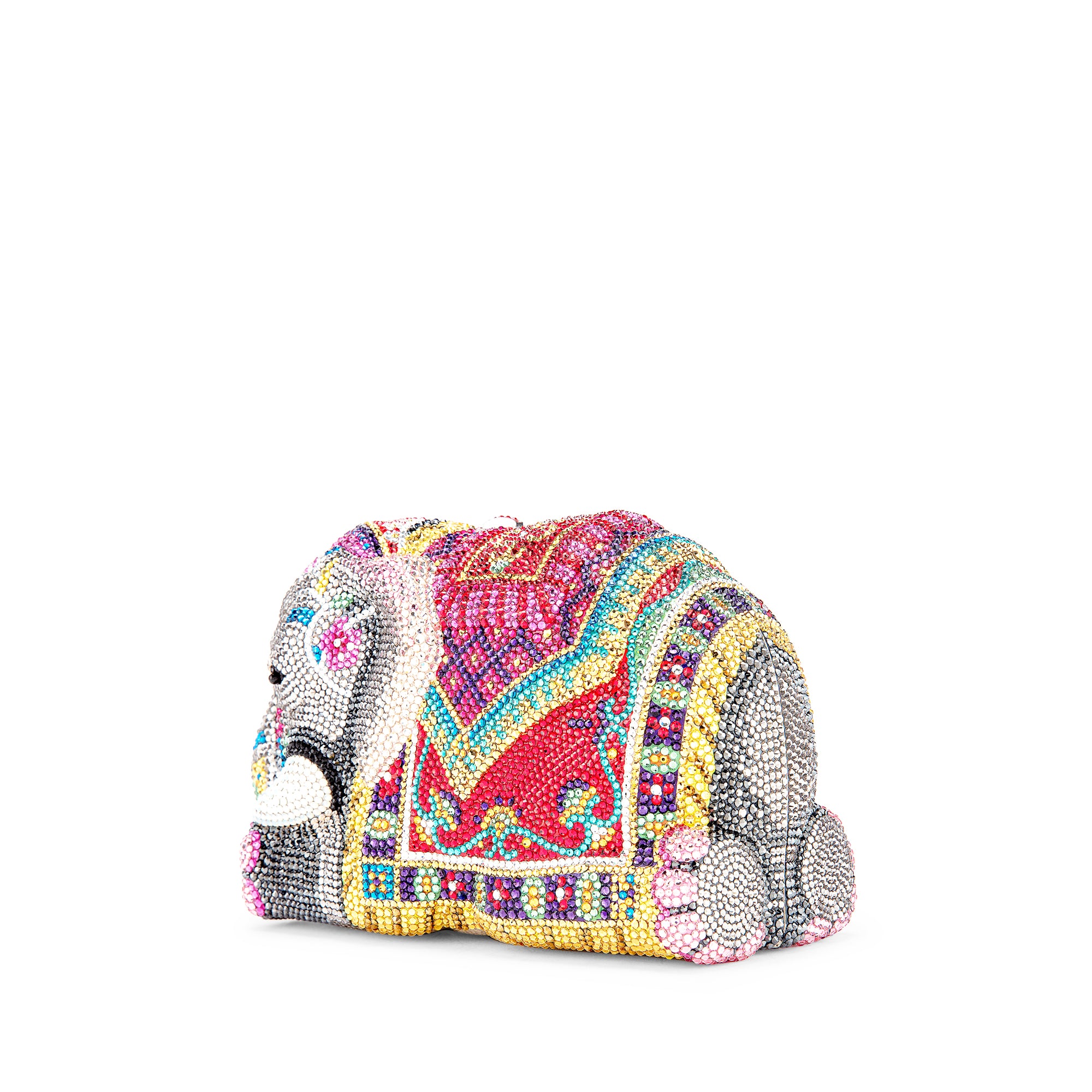 Multi-Color Elephant Crystal Minaudiere Clutch