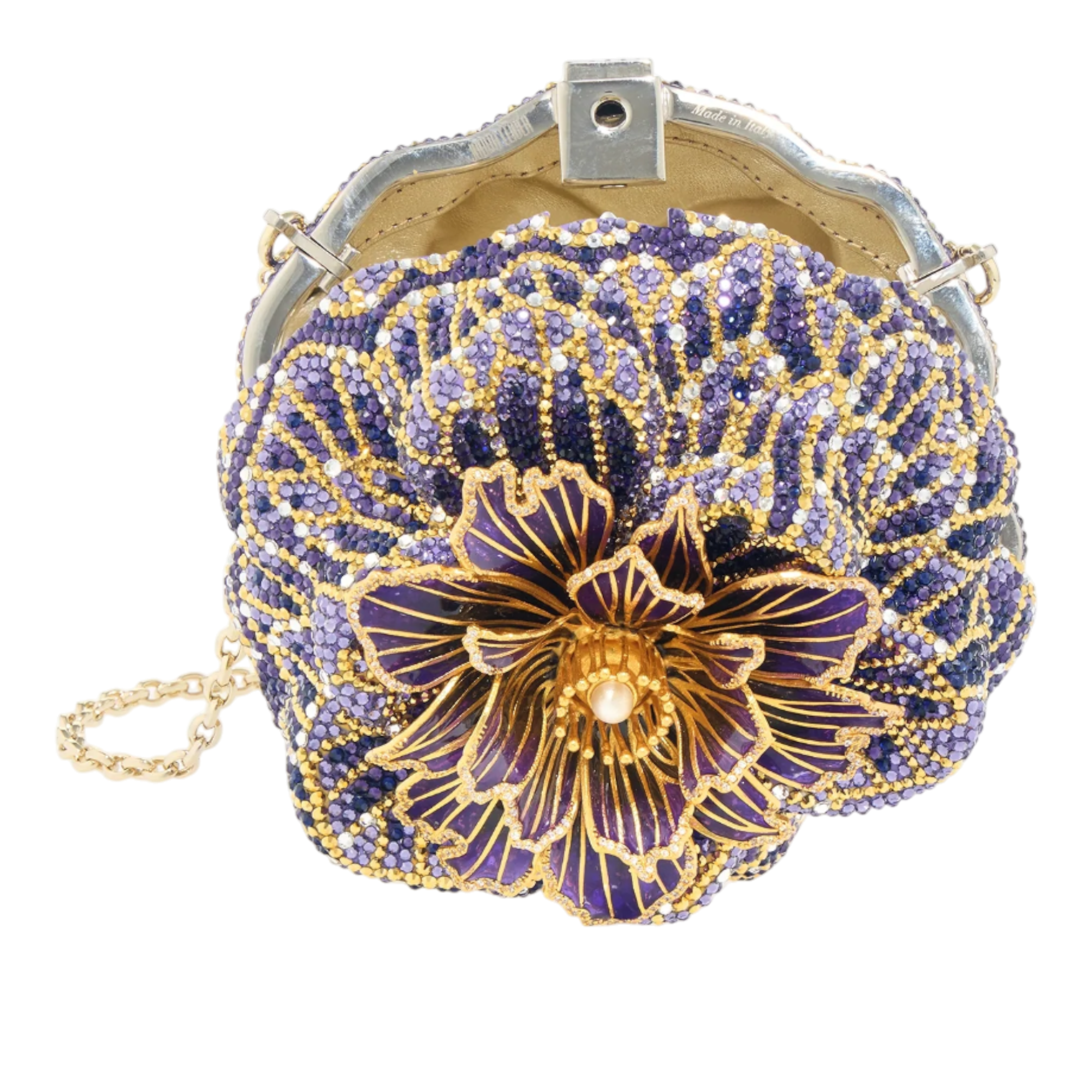 Magnolia Crystal Flower Clutch Bag