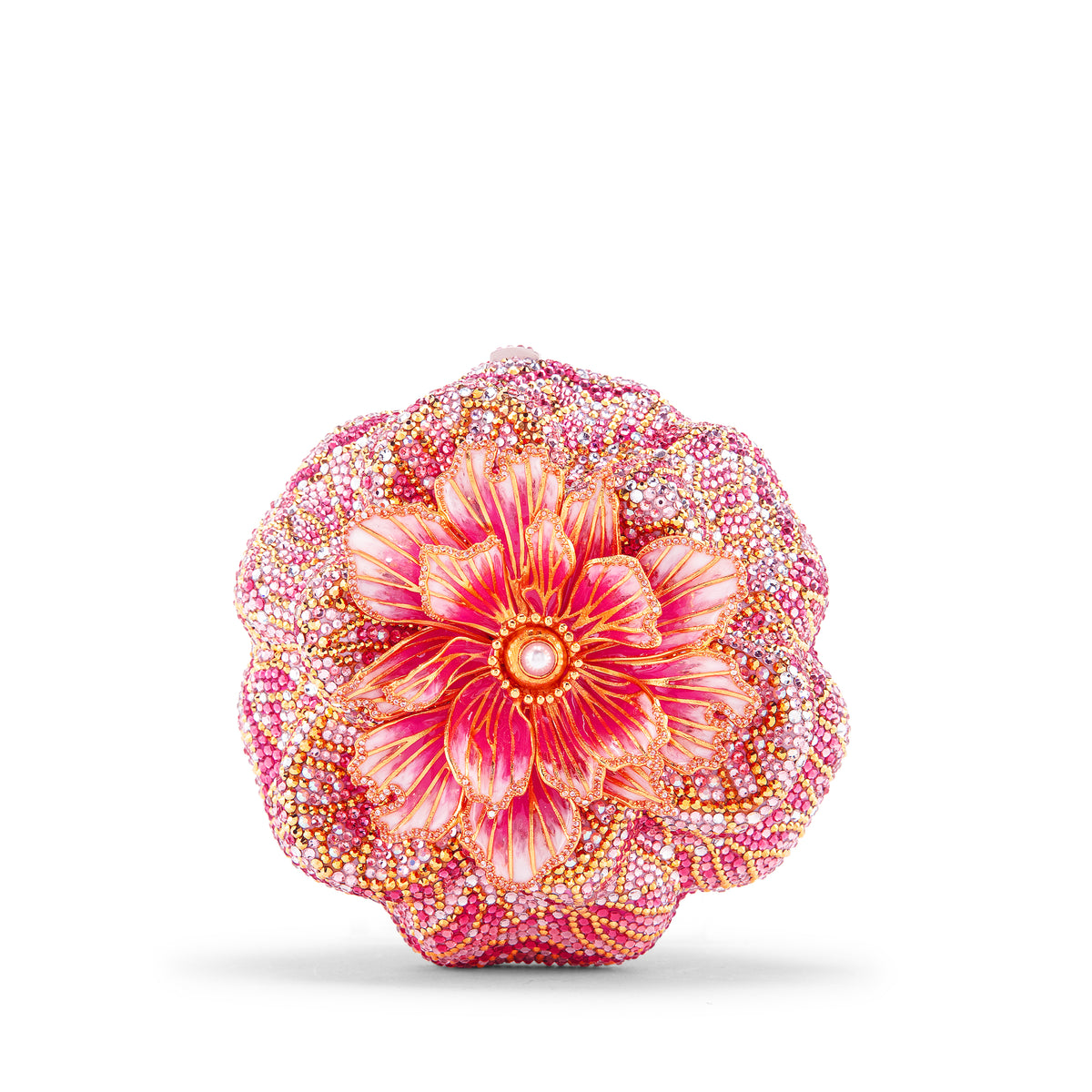 Magnolia Crystal Flower Minaudiere Clutch