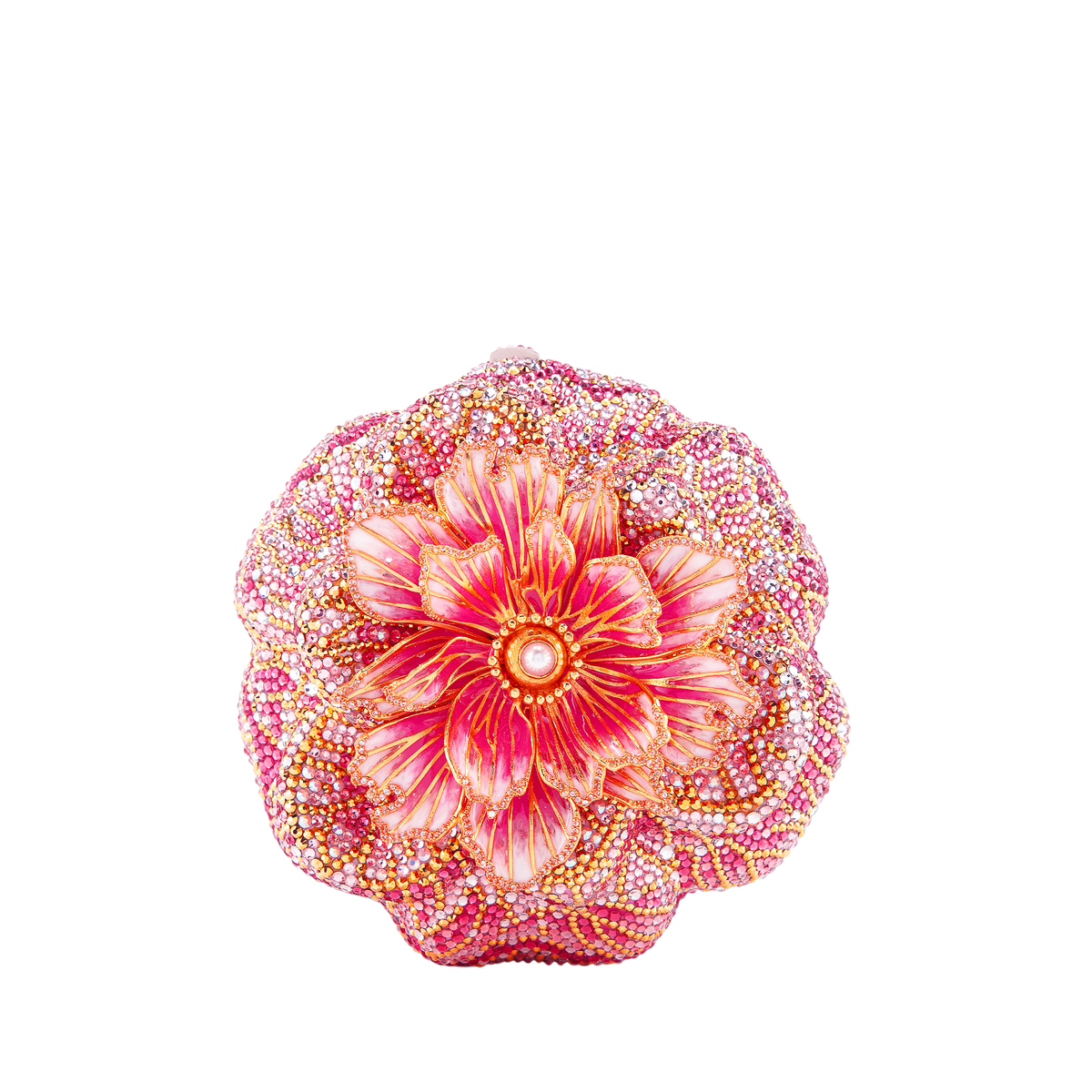 Magnolia Crystal Flower Minaudière Clutch