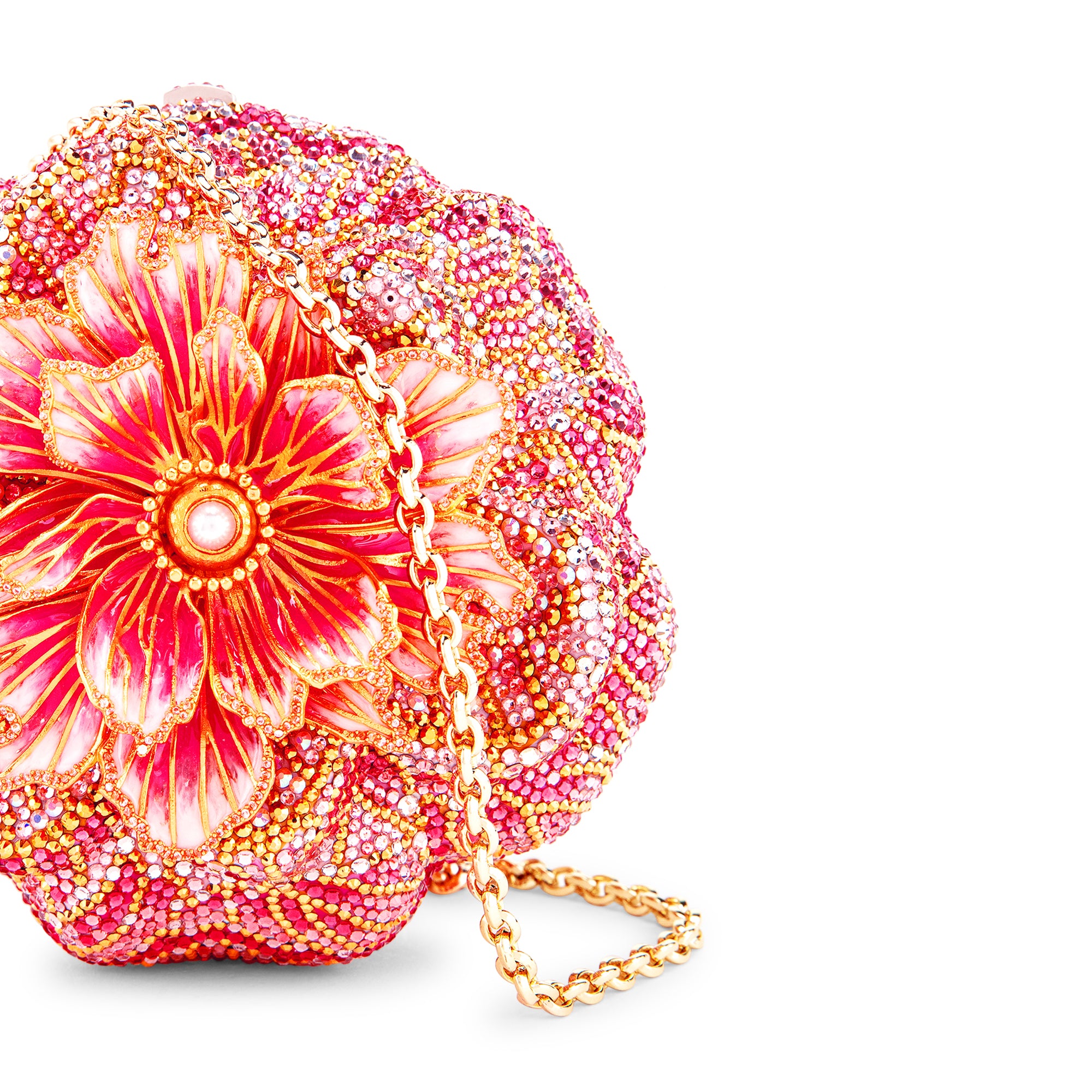 Magnolia Crystal Flower Minaudiere Clutch